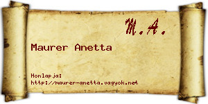 Maurer Anetta névjegykártya